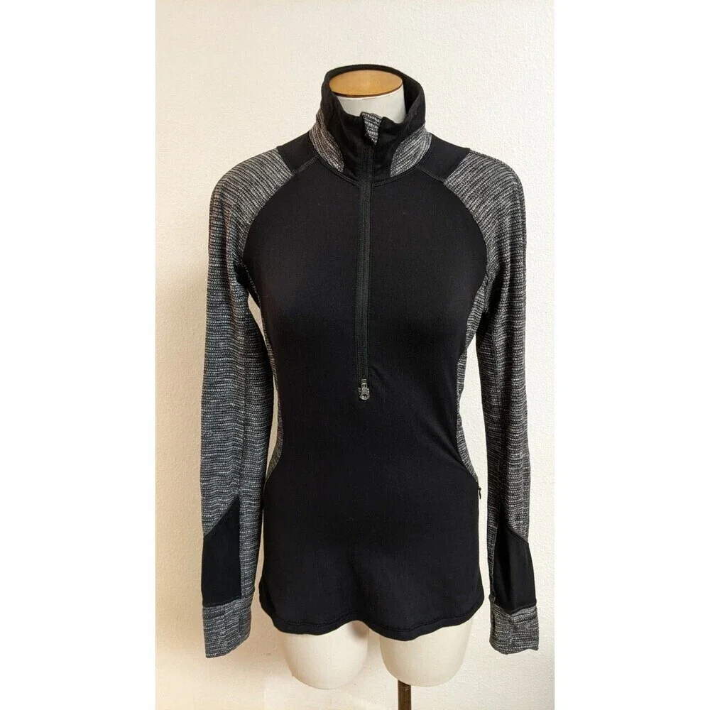 Women's Lululemon Race Your Pace 1/2 Zip Black / Coco Pique Black Pullover Top 6